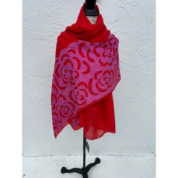Antik Batik Womens Alfa Pareo Scarf Red Size 40"x70" - Picture 1 of 13